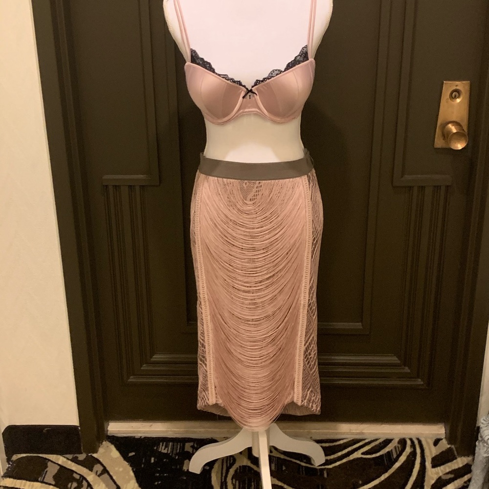 Byron Lars NWT Deco Draped Fringe Pencil Skirt 10